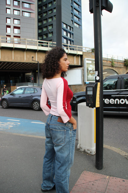Silhouette no. 2 - Cherry Red & Pale Pink